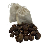 Two reusable linen wash bags included with The Kind Wash 200g soap nuts pack
