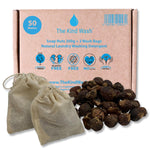 The Kind Wash 200g natural Indian soap nuts in eco cardboard box with two reusable linen wash bags